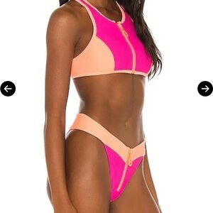 ADAM SELMAN High Dive Bikini Bottom in Pink/Mango Size Small (S) NEW WITH TAGS